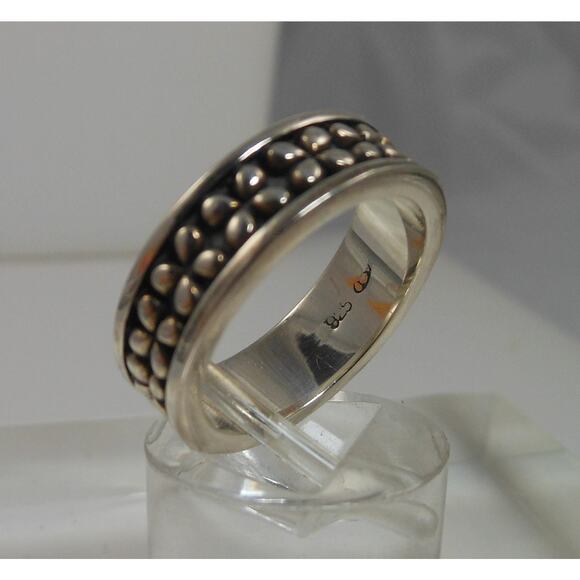 Vintage Sterling Silver Band Ring Size 7.25 Black Oxidized Pattern 6mm Thailand - Picture 4 of 10